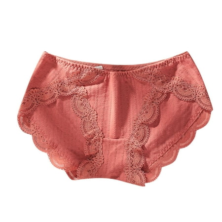 

JDEFEG Cotton Lace Underwear Women Underwear Bikini Panties Lace Waist Rise Hipster Cotton Breathable Panties Pelvic Support Underwear Cotton Orange