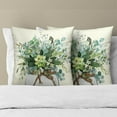 thumbnail image 6 of Watercolor Eucalyptus Leaves Pillow Covers Set of 2, 16x16 Inch Spring Summer Natural Green Plant Floral Cotton Square Pillow Case Soft Cushion Cover for Couch Sofa Living Room, 6 of 6