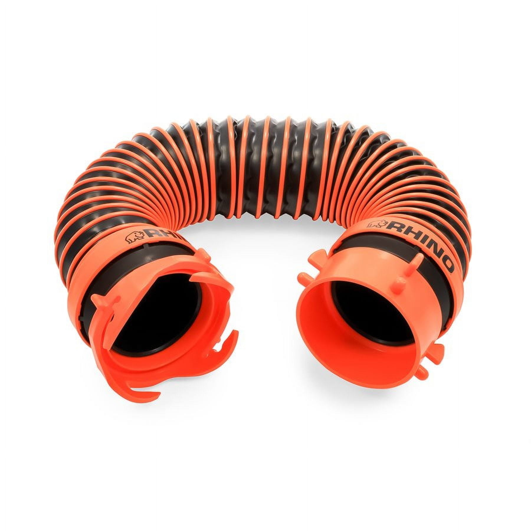 Camco RhinoEXTREME Compartment Sewer Hose | Hose Extends to 2-Feet Long | Black and Orange (39855)