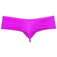 thumbnail image 3 of Botmois 2PCS/Pack Men's Solid Boxer Briefs Low Rise Shiny Thongs Underwear Half Hip Pouch Tangas Mini Beach Bikini Apple Green+Neon Pink M, 3 of 3