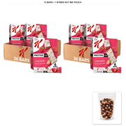 Special K Strawberry Protein Meal Bars, 12 Boxes x 6 Bars, 72 Bars Total + 1x Bybies Nut Mix Pouch, 2 oz