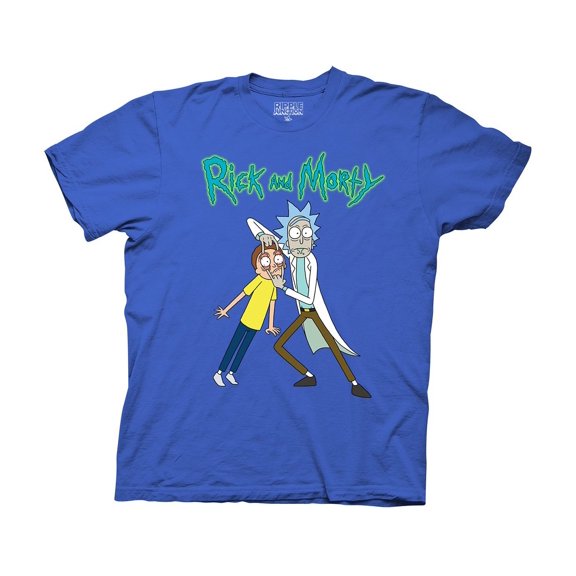 Ripple Junction Rick and Morty Rick Holding Morty's Eyes Adult T-Shirt Royal Blue