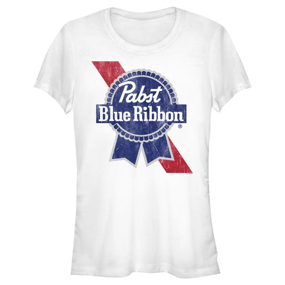 Junior's Pabst Colored Logo Graphic Tee White Medium