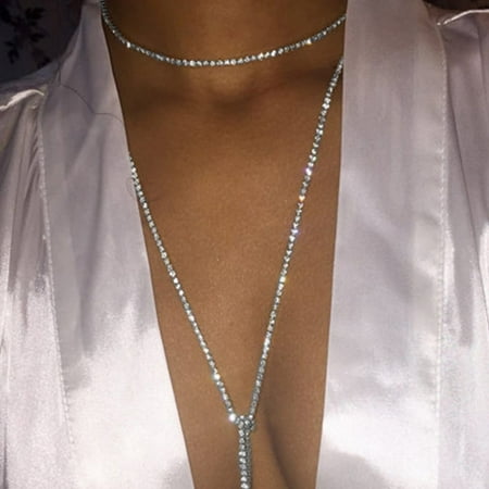 

Women Shiny Crystal Rhinestone Bra Chest Body Chain Harness Necklace Jewelry