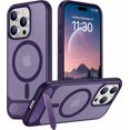 thumbnail image 1 of Funda con Soporte Magnético invisible, Delgada Translúcida Mate, para iPhone 15 Pro Max 6.7", Morado, 1 of 7