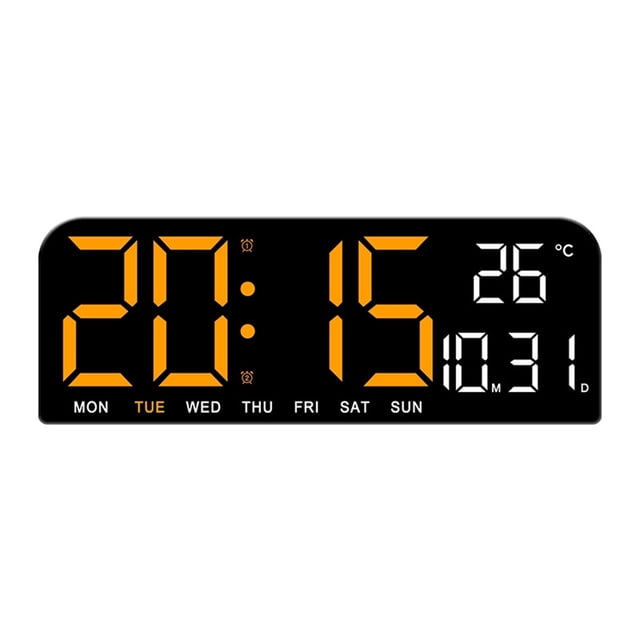 TIMESS Reloj Despertador Digital, Pantalla LED Grande de 9.5", Pantalla de Fecha, para el Hogar (Naranja)