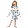 thumbnail image 6 of FORMRS Kids Bathrobe Unisex Hooded Robe Toddler Pajamas Sleepwear, Size 4-6T, White Hand Drawn Sailboats, 6 of 7