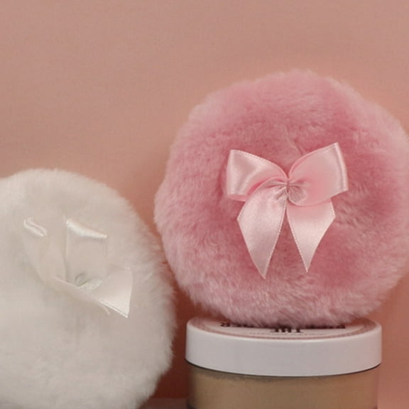 LOLIPPYY Set of 2 Soft Powder Puff Makeup Applicators with Bowknot Design for Loose Powder Finish