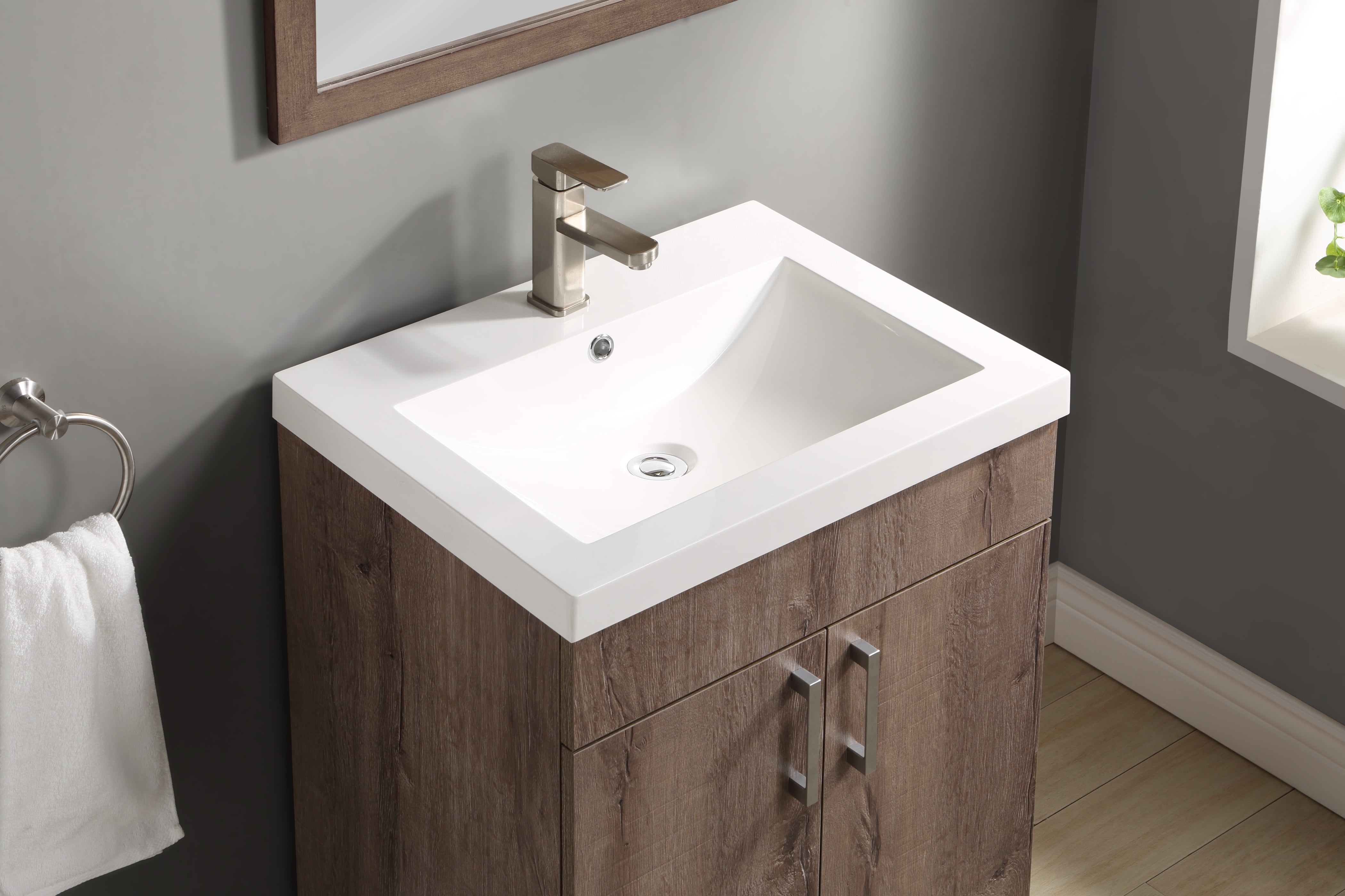 Mainstays Farmhouse 24 4 Inch Rustic Gray Single Sink Bathroom Vanity With Top Assembly Required Walmart Com Walmart Com