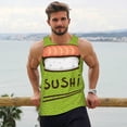 thumbnail image 6 of KLL Fresh Sushi Print Men's Muscle Gym Workout Stringer Tank Tops Bodybuilding Fitness T-Shirts Tank Tops Men-4X-Large, 6 of 7