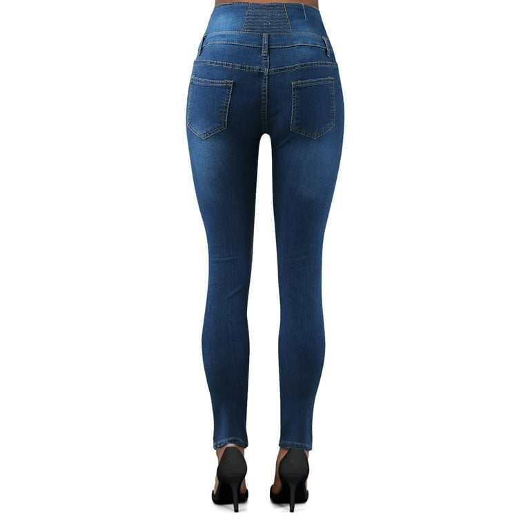 zuwimk Womens Jeans,Women’s Classic Jeggings with Back Pockets Dark Blue,XL