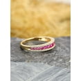 thumbnail image 2 of Round Cut Lab Created Ruby &Diamond Wedding Band Ring 14K Yellow Gold Plated, 2 of 3