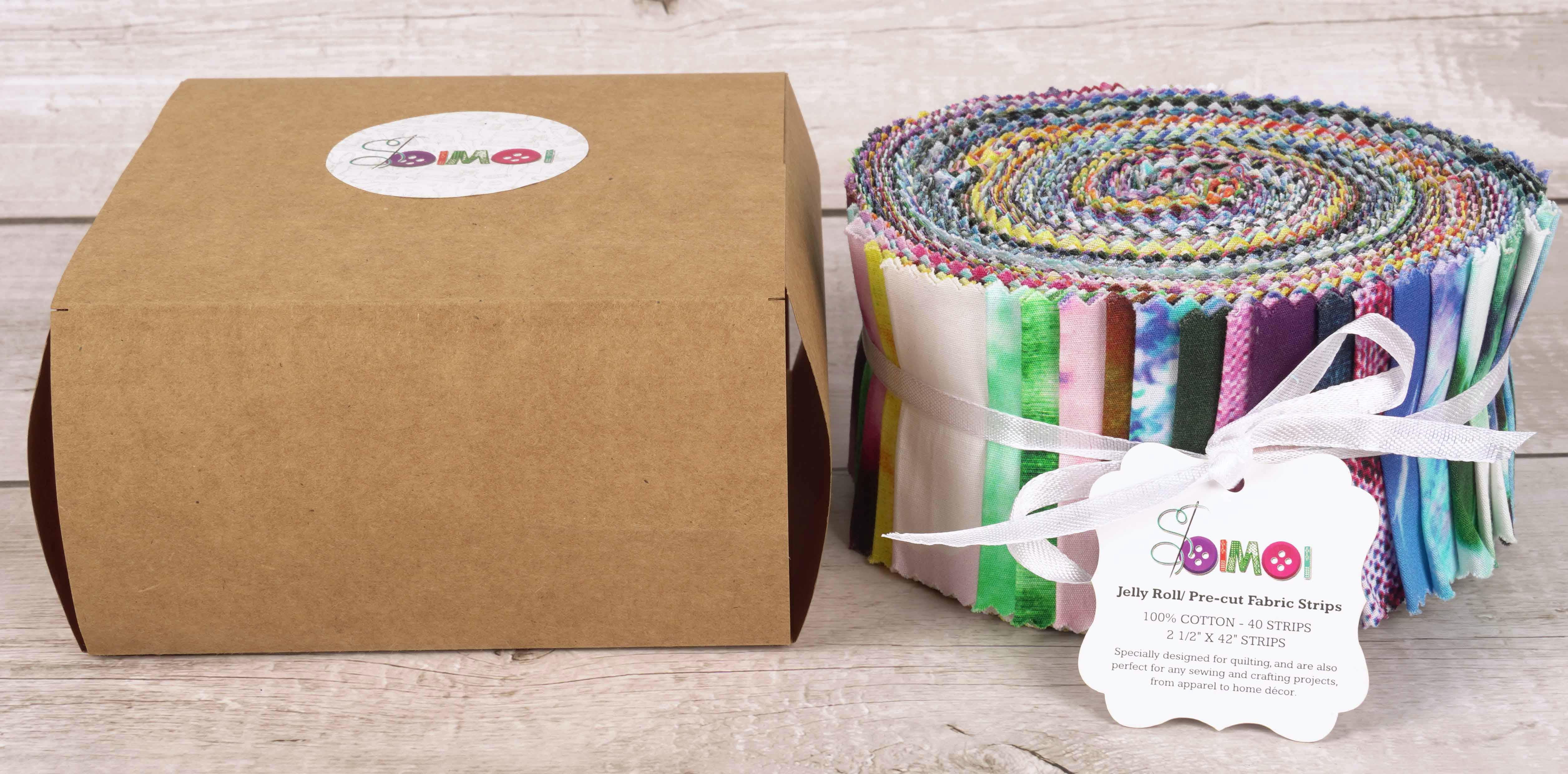 Soimoi 40Pcs Tie Dye Print Cotton Precut Fabrics For Quilting Craft Strips 2.5x42inches Jelly Roll - Multicolor