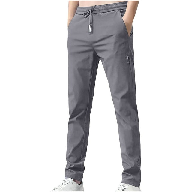 Yuyuzo Golf Pants Men High Waisted Drawstring Solid Color Active Running Tapered Jogger Pants with Pockets