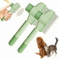 thumbnail image 1 of HAYAN Pet Hair Removal Comb Flea Comb,Upgrade Cat Grooming Brush for Short and Long Hair Cats,Massaging and Cleaning Shedding Hairs Multifunctional Dog Brush with Release Button(Green/2pcs), 1 of 1
