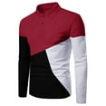 thumbnail image 2 of Rggeeun Mens Polo Shirts Male Fashion Casual Patchwork Button Long Sleeve Top Shirt Classic Collared Golf Shirts Classic, 2 of 4