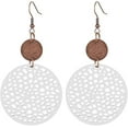 thumbnail image 6 of Vintage Geometric Round Earrings Wooden Earrings Handmade Natural Wooden Hollow Out Circle Earrings Bohemian Lightweight Statement Western Earrings for Women, 6 of 10