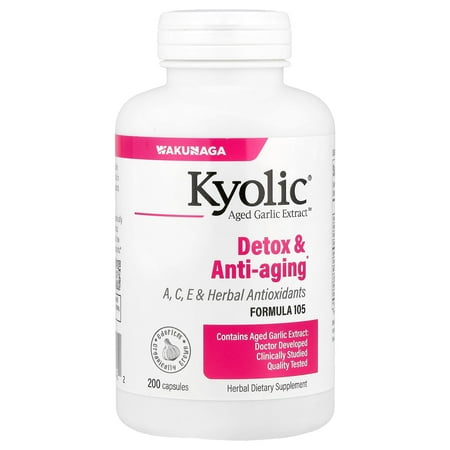 Kyolic Aged Garlic Extract™, Detox & Anti-Aging, Formula 105, 200 Capsules