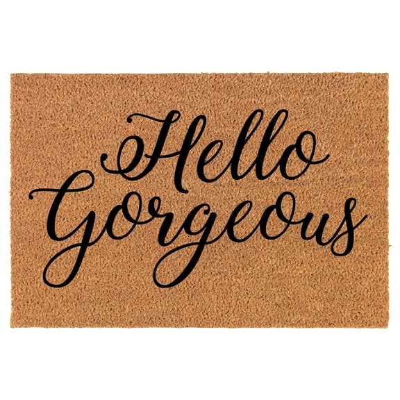Coir Doormat Front Door Mat New Home Closing Housewarming Gift Hello Gorgeous (30" x 18" Standard)