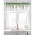 thumbnail image 2 of Botanical Vines Kitchen Valances for Windows Farmhouse Linen Window Valance Curtain for Living Room Window Treatment Green Botanical Eucalyptus Leaves Valance Rod Pocket Topper Drape, 54 x 18 Inch, 2 of 6