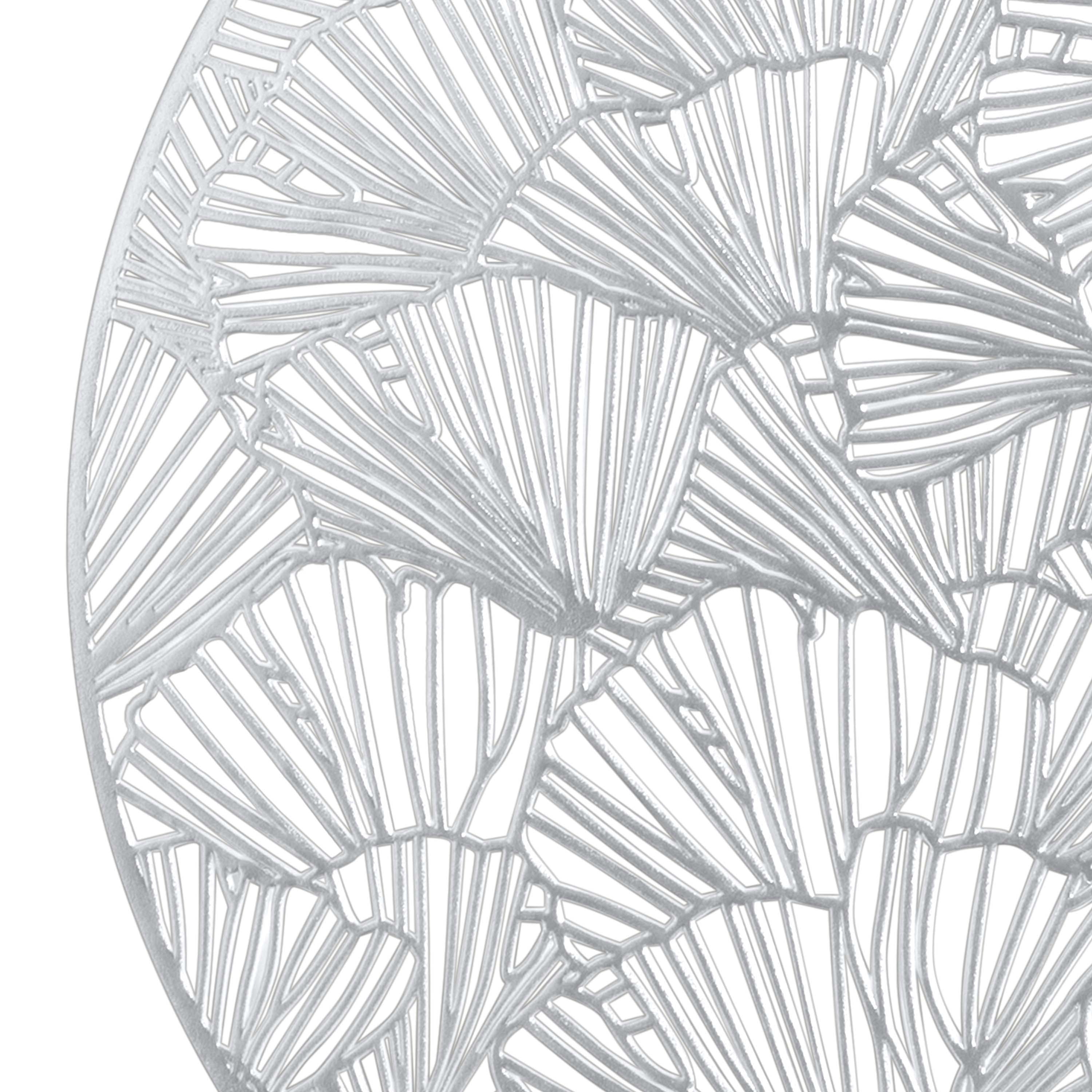 Home Details Set of Four Round Shell Laser Cut Table Place Mat, Silver