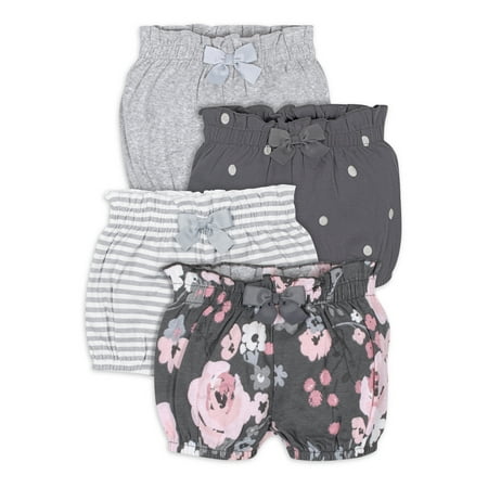 Modern Moments by Gerber Baby Girl Bloomer Shorts, 4-Pack, (0/3M-24M)