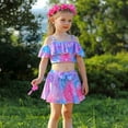 thumbnail image 3 of Girls 2-Piece Mermaid Tankini Swimsuit Rainbow Bathing Suit, Size 2-8T, 3 of 6