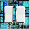 thumbnail image 1 of Metal Light Switch Plate Cover Safari African Tribal Art Pattern Teal SFR004, 1 of 13