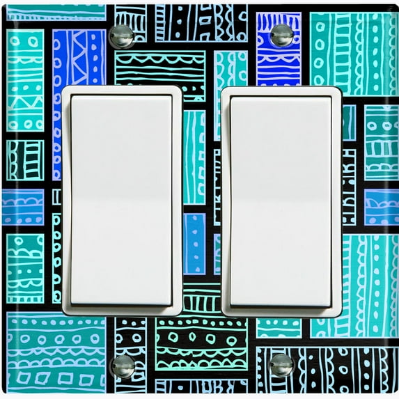 Metal Light Switch Plate Cover Safari African Tribal Art Pattern Teal SFR004