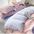 thumbnail image 4 of Cartoon Dolphin Pink Ube 120gsm Polyester Bedding Set, 4 of 8