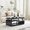 Black, variant on Hi loPres 43" Modern Black Coffee Table, 3-Tier MDF Center Desk with Stainless Steel Legs, Multi-Storage Open Compartment for Living Room