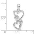 thumbnail image 2 of Million Charms 925 Sterling Silver Love and Hearts Charm, Polished Double Hearts Filigree Pendant, 2 of 2