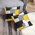 thumbnail image 3 of Set of 2 Yellow Geometric Throw Pillow Covers Black Grey White Painting Abstract Checkered Design Decorative Pillow Case Modern Home Decor Standard Square 18x18 Inch Cushion Pillowcase, 3 of 5