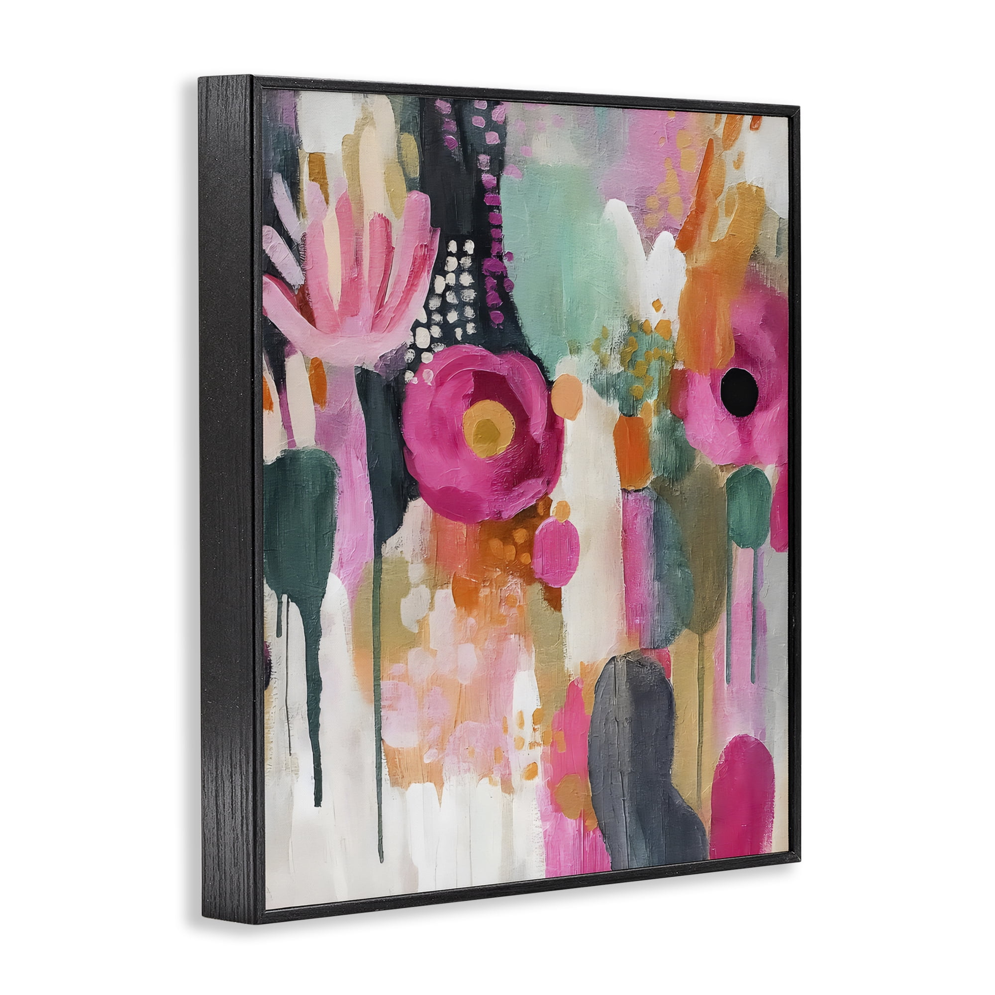 Stupell Industries Dripping Blooms Cascade Black Framed Giclee Art, design by Riley B