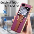 thumbnail image 2 of Dteck for Samsung Galaxy Z Flip 5 Case with PU Leather Wrist Strap, Finger Ring Holder, Small Screen Film, Galaxy ZFlip5 2023 Ultra Slim Shockproof Fashionable Practical Phone Cover, Purple, 2 of 10