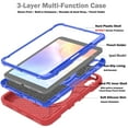 thumbnail image 6 of 3-Layer Kids Case for iPad 10th Gen 10.9" 2022, Durable Sturdy Protection Silicone PC Case with Swivel Stand, Hand Strap and Shoulder Strap + Pencil Holder with Charging Port Lid - Redblue, 6 of 11
