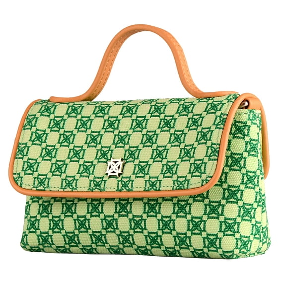 DOMINIE Crossbody Handbag /Clutch Purse Green Canvas With Removable Shoulder Strap Unisex Audrey