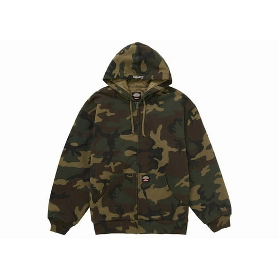 Supreme Men's Dickies Quilted Lined Zip Up Hooded Sweatshirt (FW25) Woodland Camo, from StockX