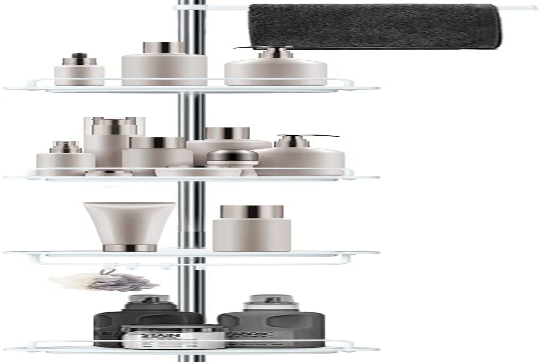Shower Caddy Corner Tension Pole, Shower Rack with 4 Adjustable Shelves