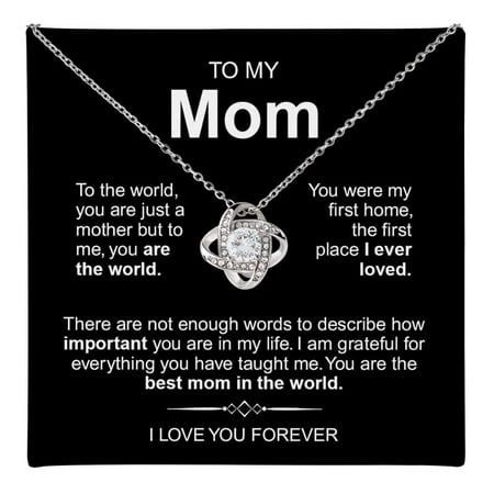 To My Beautiful Mom Love Knot Necklace From Son Daughter, Jewelry For Women, Birthday, Mom, Mother'S Day, With Heartfelt Box & Card #2 #241, White Love Knot Necklace