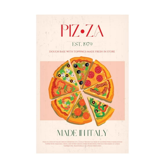 Canvas Wall Art - Nazma Khokhar 'Pizza' Wall Art for Living Room, Bedroom, or Office D?cor by Trademark Fine Art - 12 x 19 Inches