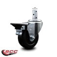 thumbnail image 2 of 4 Inch Hard Rubber Wheel Swivel 3/4 Inch Square Stem Caster with Brake SCC, 2 of 2