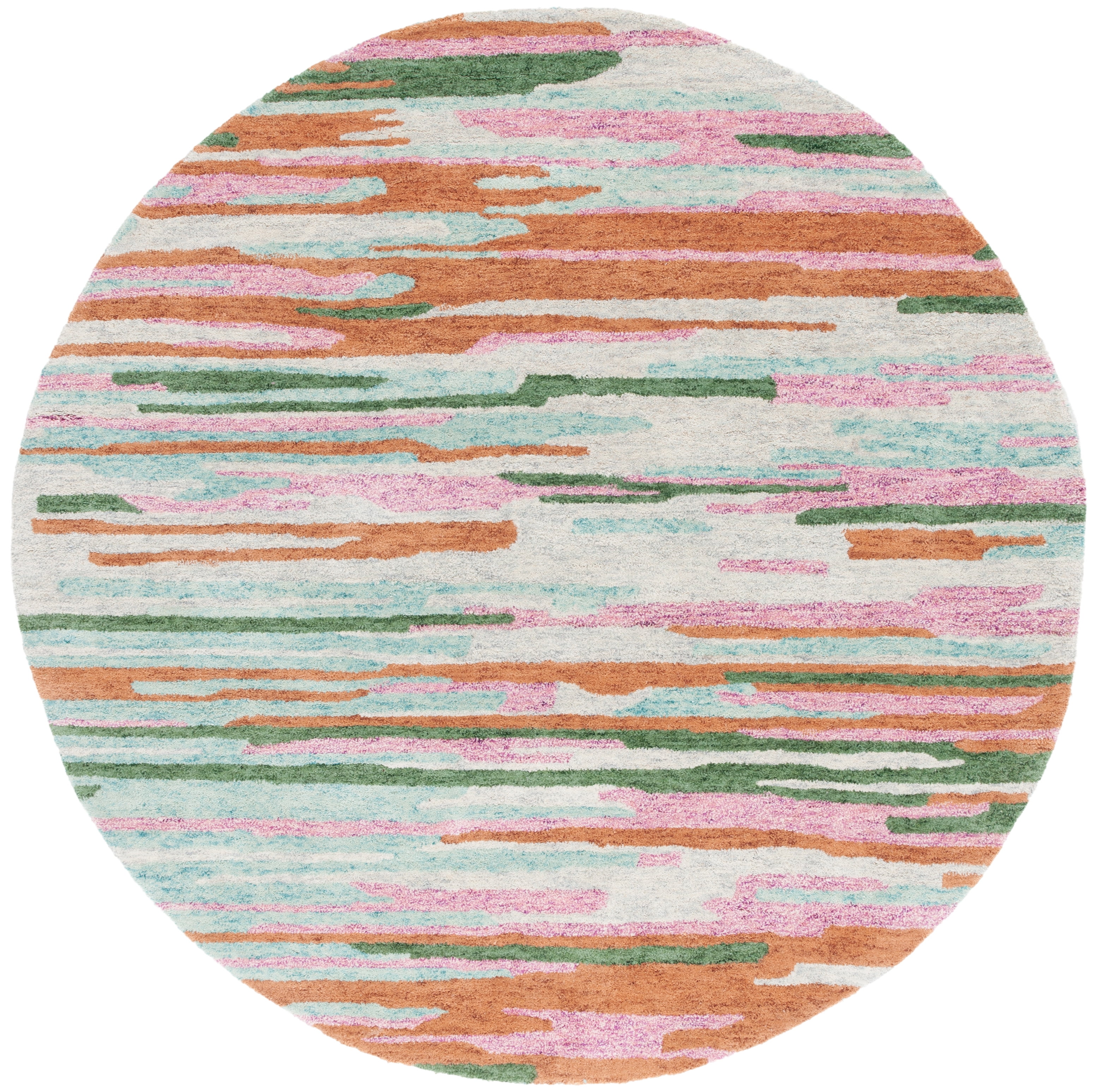 SAFAVIEH Bellagio Jannah Abstract Area Rug, Green/Pink, 6' x 6' Round