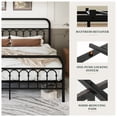 thumbnail image 5 of Amolife King Bed Frame, Metal Platform Bed with Vintage Curved Iron-Art Headboard, Easy Assembly, Black, 5 of 7