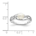thumbnail image 2 of 925 Sterling Silver Polished Rhodium Plated Diamond and Freshwater Cultured Pearl Ring Size 9 - Ring for Women, 2 of 2