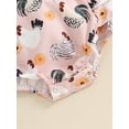 thumbnail image 6 of Suealasg Baby Girl Summer Farm Outfits Newborn Fly Sleeve Chicken Print Romper Jumpsuit and Headband, 6 of 7