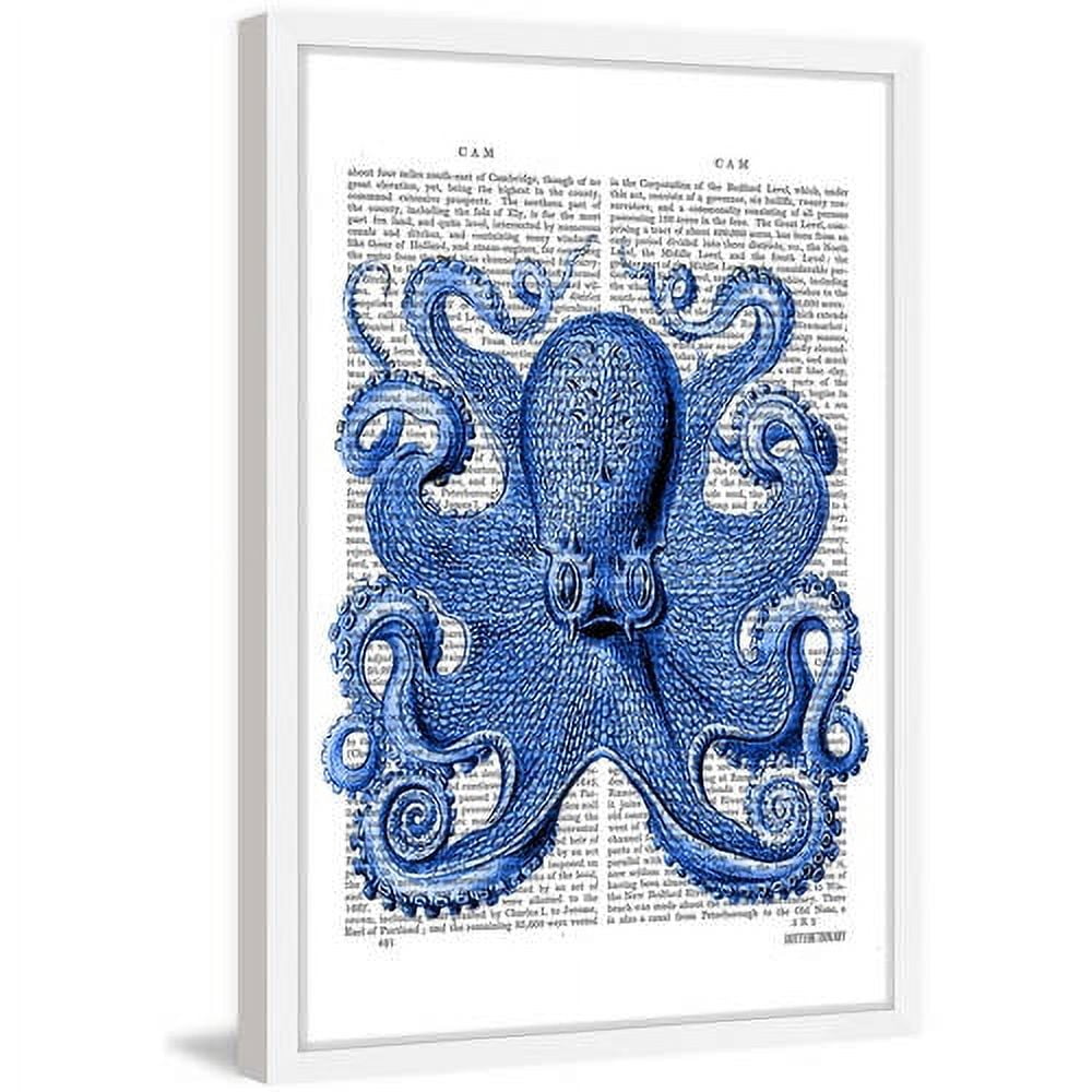 Marmont Hill "Vintage Blue Octopus 1" Framed Painting Print