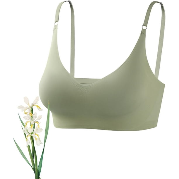 Youka Lingerie Sujetador sin aros, sujetador sin aros con tirantes ajustables, sujetador con realce, sujetador en relieve