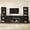 Black, variant on 3-Piece TV Stand Set with Curved Side Cabinets for TVs up to 70 Inches, Farmhouse Entertainment Center with Bookshelves and Drawer for Living Room, Black