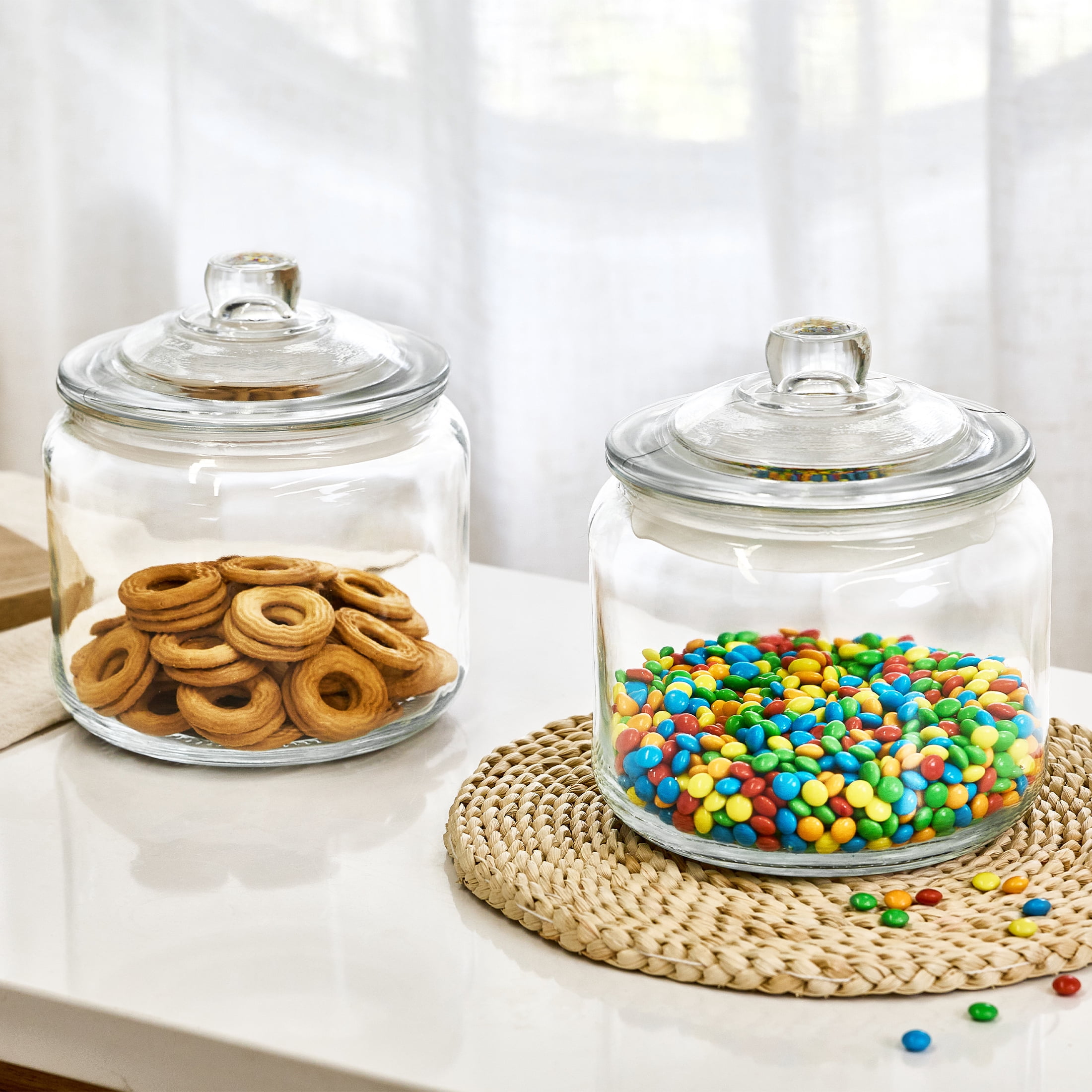 Mainstays Clear Glass Storage Jar with Lid, 3 Quarts